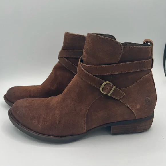 Born Jorgette Ankle Boots in Distressed Suede Brown size 8.5 - Picture 3 of 10